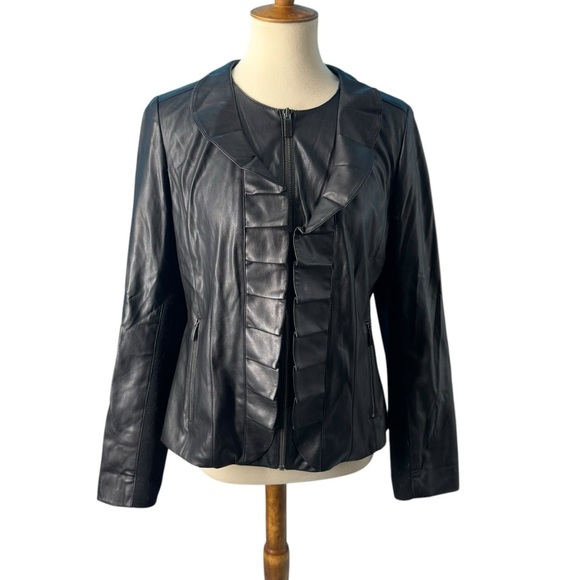 Chico's Black Leather Jacket - Picture 1 of 7